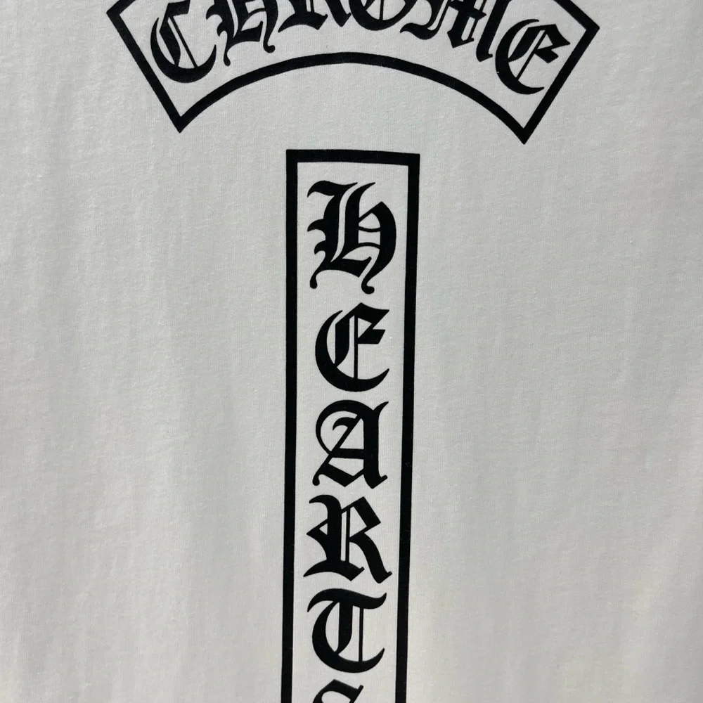 Chrome Hearts White V-Neck Tee with Black Graphics - Picture 6 of 7